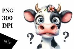Funny Cow Portrait Clipart PNG Product Image 1