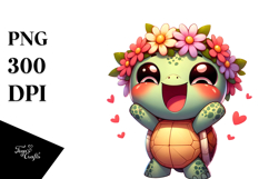 Cute Cartoon Turtle Wearing Flower Crown Product Image 1