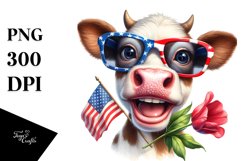 Watercolor Cow Portrait with es &amp; Excitement | Clipart Product Image 1