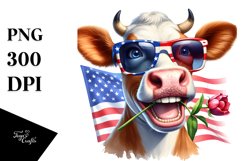 Watercolor Cow Portrait with es &amp; Excitement | Clipart Product Image 1