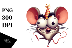Sassy Mouse with Party Hat, PNG Product Image 1