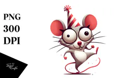 Sassy Mouse with Party Hat, PNG Product Image 1