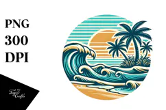Retro Tropical Beach Waves, 20 oz Tumbler Product Image 1