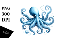 Octopus Blue Toile PNG Product Image 1