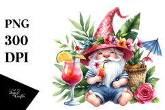 Whimsical Gnome Drinking Cocktail PNG Product Image 1