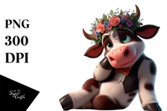 Playful Cartoon Cow PNG Product Image 1
