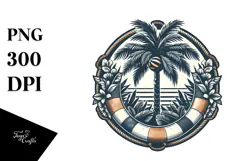 Vintage Tropical Tree Beach Buoy PNG Product Image 1