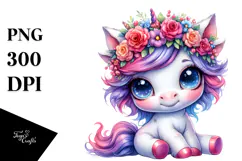 Cute Vibrant Baby Unicorn PNG Product Image 1