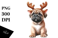 Cool Mastiff with Reindeer Horns PNG Product Image 3