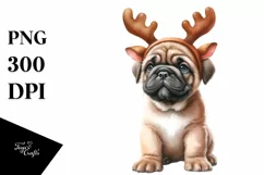 Cool Mastiff with Reindeer Horns PNG Product Image 3