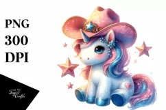 Unicorn with Cowboy Hat | Cowboy | Clipart Product Image 1