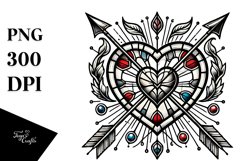 Stained Heart with Arrow Tattoo Style PNG Product Image 1