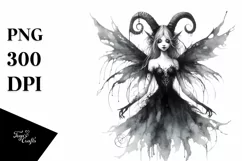 Washed Watercolor Gothic Fairy, High-Res PNG Product Image 1