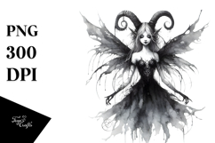Washed Watercolor Gothic Fairy, High-Res PNG Product Image 1