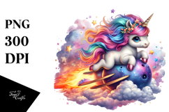 colorful Baby Unicorn Riding Comet Product Image 1