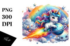 colorful Baby Unicorn Riding Comet Product Image 1