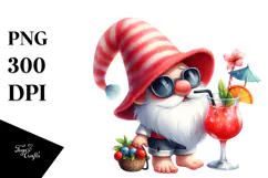 Whimsical Gnome in Summer Clothes, PNG Product Image 1
