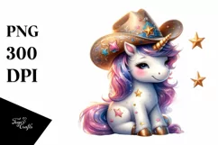 Unicorn with Cowboy Hat | Cowboy | Clipart Product Image 3