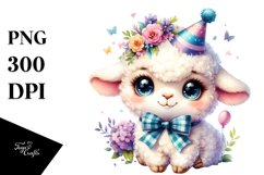 Vibrant Baby Lamb with Party Hat PNG Product Image 1