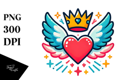 Simple Paintbrush Style Heart with Wings, PNG Product Image 1