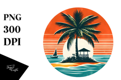 Retro Tropical Tree Beach, 20 oz Tumbler Product Image 1