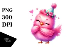 cute Baby Rooster with Party Hat PNG Product Image 1