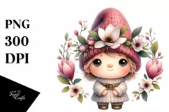 Colorful Gnome Flowers Magnolia Sublimation Clipart Product Image 3