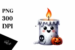 Funny Watercolor Halloween Candle | Sublimation Clipart Product Image 1
