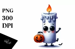 Funny Watercolor Halloween Candle | Sublimation Clipart Product Image 1