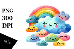 Watercolor Colorful Cloud PNG Product Image 1