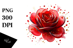 Red Rose Watercolor Splash PNG Product Image 1