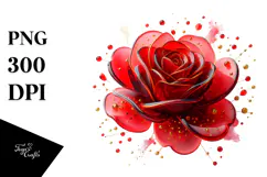 Red Rose Watercolor Splash PNG Product Image 1