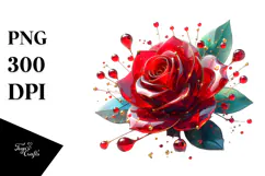 Red Rose Watercolor Splash PNG Product Image 1