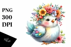 Cute Cartoon-Style Chicken Sitting on Flower | Clipart Product Image 3
