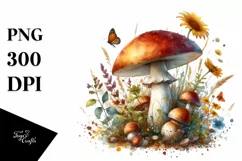 Detailed Mushroom Watercolor Splash PNG Product Image 3