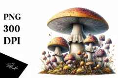 Detailed Mushroom Watercolor Splash PNG Product Image 3