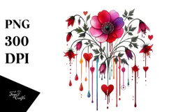 Colorful Flower with Blood and Hearts PNG Product Image 1