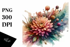Colorful Stained Chrysanthemum, High-Res PNG Product Image 1