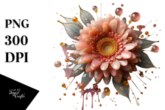 Glossy Gerbera, Watercolor PNG Product Image 1