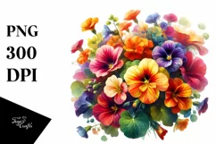 Vibrant Colorful Bouquet Nasturtium Clipart Product Image 3