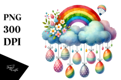 Pastel Easter Cloud with Hanging Eggs PNG Product Image 1