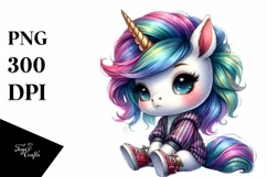 Dressed Baby Unicorn Clipart PNG Product Image 1