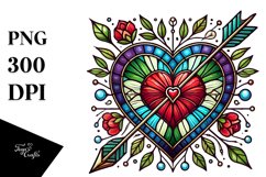 Stained Heart with Arrow Retro Style PNG Product Image 1