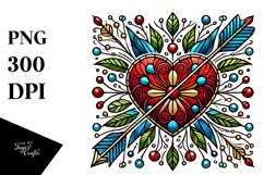 Stained Heart with Arrow Retro Style PNG Product Image 1