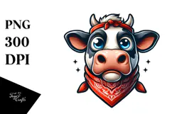 Goofy Holstein Cow with Bandana PNG Product Image 1