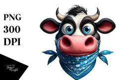 Goofy Holstein Cow with Bandana PNG Product Image 1