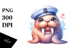 Colorful Baby Walrus Cuddling Sailor | Sublimation | Clipart Product Image 3