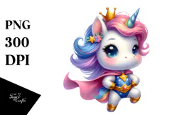 Cute Baby Unicorn Posing as Hero Clipart Product Image 1