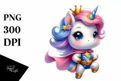 Cute Baby Unicorn Posing as Hero Clipart Product Image 1