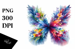Vibrant Abstract Watercolor Butterfly Flowers Product Image 1